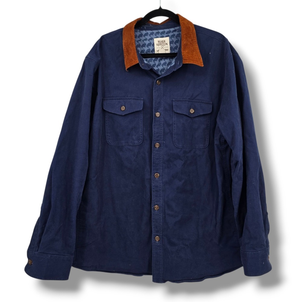 Blake Shelton‎ x Lands' End Shirt Jacket Flannel Lined Corduroy Collar Button Up
